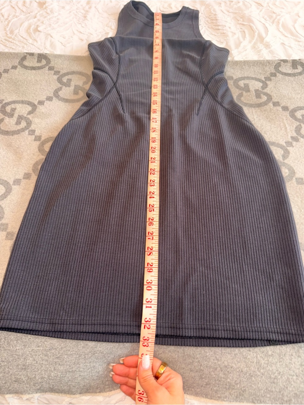 Lululemon Ribbed Softstream slim tank dress Ribbed Mini Dress in Charcoal - Picture 6 of 9